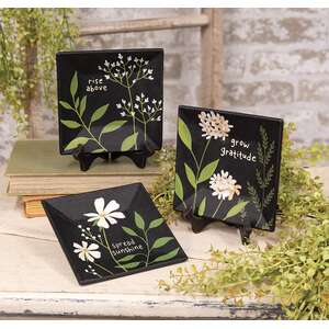 Spread Sunshine Floral Square Plate, 3 Asstd.