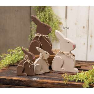 Small Distressed Wooden Chunky Sitting Bunny, 2 Asstd.