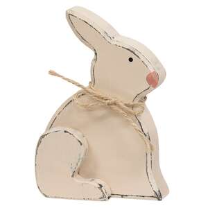 Small Distressed Wooden Chunky Sitting Bunny, 2 Asstd.