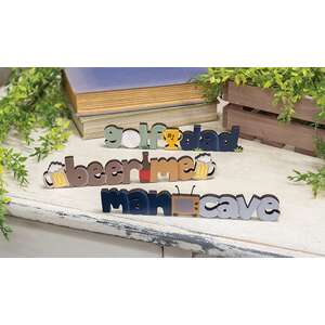 Man Cave Wooden Word Sitter, 3 Asstd.
