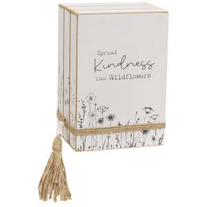Spread Kindness Like Wildflowers Wooden Book Stack