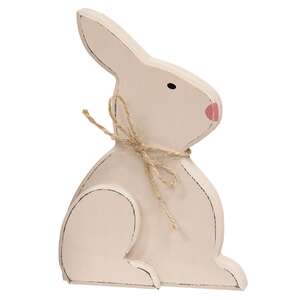 Large Distressed Wooden Chunky Sitting Bunny, 2 Asstd.