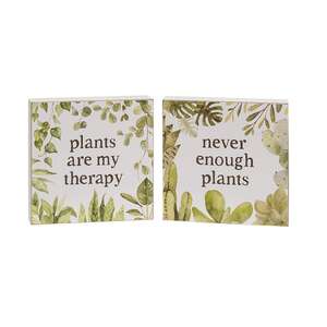 Plants Are My Therapy Box Sign, 2 Asstd.