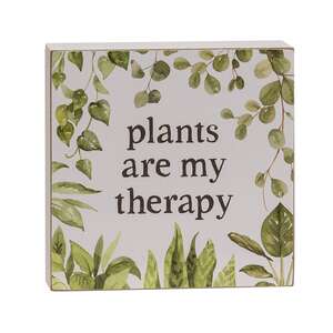 Plants Are My Therapy Box Sign, 2 Asstd.