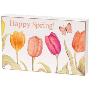 Happy Spring Tulip Box Sign, 3 Asstd.