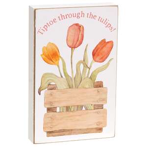 Happy Spring Tulip Box Sign, 3 Asstd.
