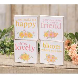 Oh Hey Lovely Floral Square Block, 4 Asstd.