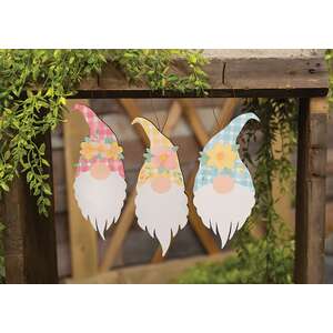 Spring Flower Chunky Gnome Ornament, 3 Asstd.