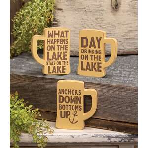 Drinking on the Lake Chunky Mug Sitter, 3 Asstd.