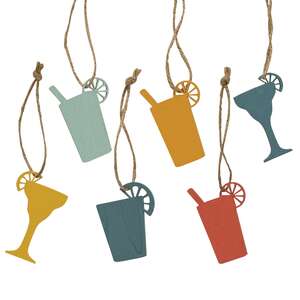 6/Set, Summer Drinks Wooden Ornaments
