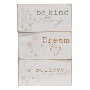 Dream, Believe, Be Kind Floral Block, 3 Asstd.