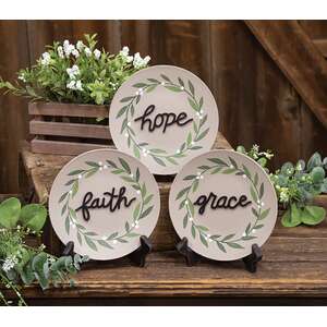 Grace, Faith, Hope Vine Plate, 3 Asstd.