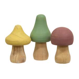 3/Set, Wooden Mushrooms
