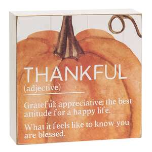 Thankful/Grateful Definition Pumpkin Box Sign, 2 Asstd. 37896Thankful/Grateful Definition Pumpkin Box Sign, 2 Asstd. 37896;