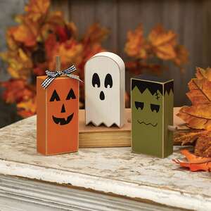 3 Set, Chunky Wooden Halloween Friend Sitters