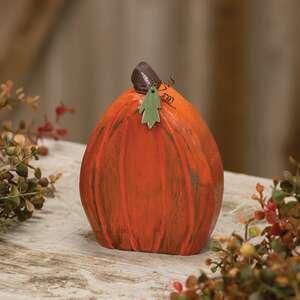 Carved Wooden Primitive Pumpkin Sitter