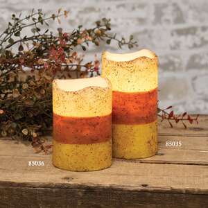 Grungy Candy Corn Timer Pillar, 4"