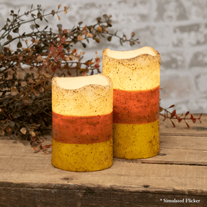 Grungy Candy Corn Timer Pillar, 4"