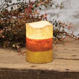 Grungy Candy Corn Timer Pillar, 4"