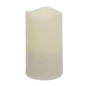 White Glitter Timer Pillar, 3"x5" 85117;