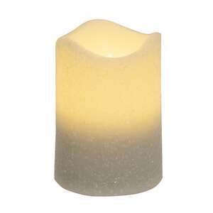 White Glitter Timer Pillar, 3"x4" 85118;
