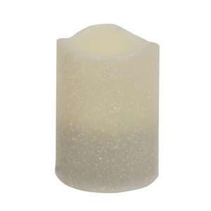 White Glitter Timer Pillar, 3"x4" 85118;