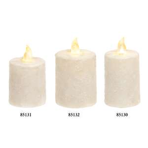 Warm Glow White Glitter Flicker Flame Timer Pillar, 3"