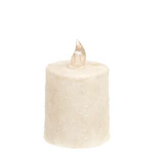 Warm Glow White Glitter Flicker Flame Timer Pillar, 2.5"