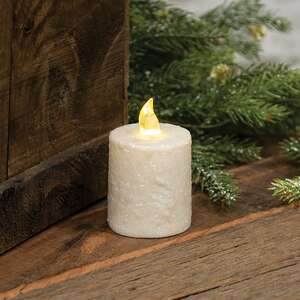 Warm Glow White Glitter Flicker Flame Timer Pillar, 2.5"