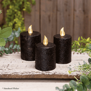 Warm Glow Textured Black Flicker Flame Timer Votive, 2.5"