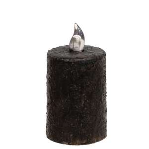 Warm Glow Textured Black Flicker Flame Timer Pillar, 3"