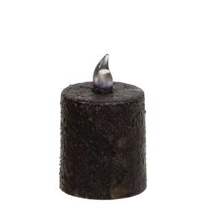 Warm Glow Textured Black Flicker Flame Timer Pillar, 2.5"