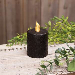 Warm Glow Textured Black Flicker Flame Timer Votive, 2.5"