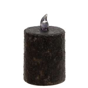Warm Glow Textured Black Flicker Flame Timer Pillar, 3"