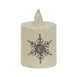 Glitter Snowflake Flicker Flame Timer Pillar, 2.25" x 2.5" 85156;