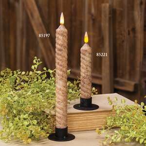 Grungy Vintage Twist Flicker Flame Timer Taper, 6.25"