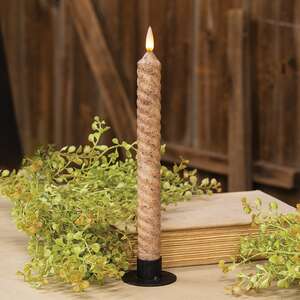 Grungy Vintage Twist Flicker Flame Timer Taper, 9.5"
