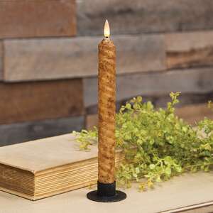 Burnt Ivory Vintage Twist Flicker Flame Timer Taper, 9.5"