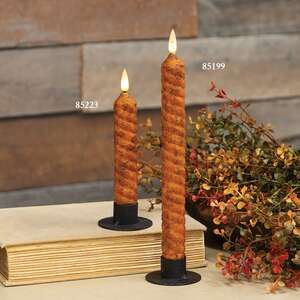 Pumpkin Spice Vintage Twist Flicker Flame Timer Taper, 9.5"