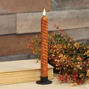 Pumpkin Spice Vintage Twist Flicker Flame Timer Taper, 9.5"