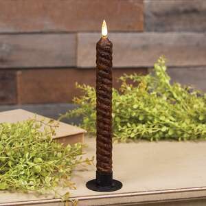 Burnt Mustard Vintage Twist Flicker Flame Timer Taper, 9.5"