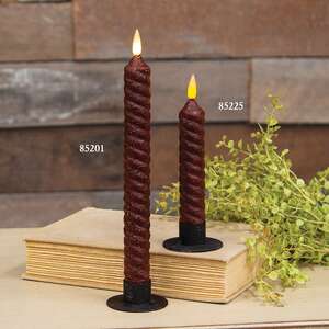 Burnt Burgundy Vintage Twist Flicker Flame Timer Taper, 6.25"