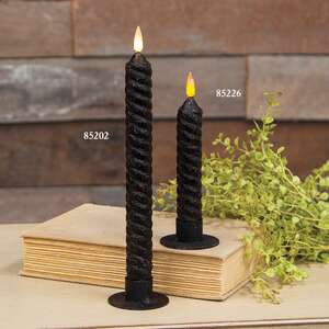 Black Vintage Twist Flicker Flame Timer Taper, 6.25"