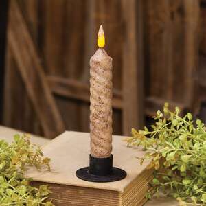 Grungy Vintage Twist Flicker Flame Timer Taper, 6.25"