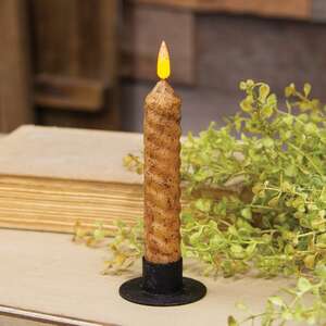 Burnt Ivory Vintage Twist Flicker Flame Timer Taper, 6.25"