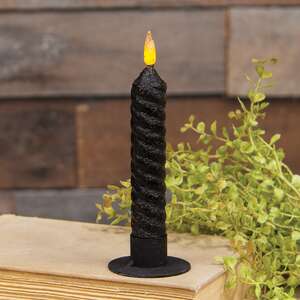 Black Vintage Twist Flicker Flame Timer Taper, 6.25"