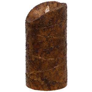 Burnt Mustard LED Wrapped Flicker Flame Timer Pillar, 6"
