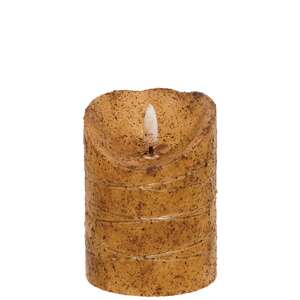 Burnt Ivory LED Wrapped Flicker Flame Timer Pillar, 4"