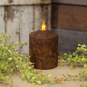 Burnt Mustard Flicker Flame Timer Cake Pillar, 4"