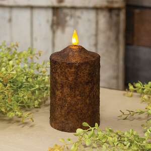Burnt Mustard Flicker Flame Timer Cake Pillar, 5"
